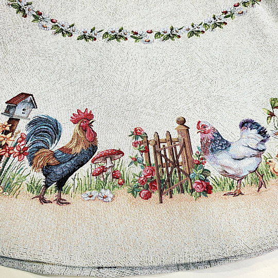 Gobelínový ubrus kulatý KOHOUT U PLOTU