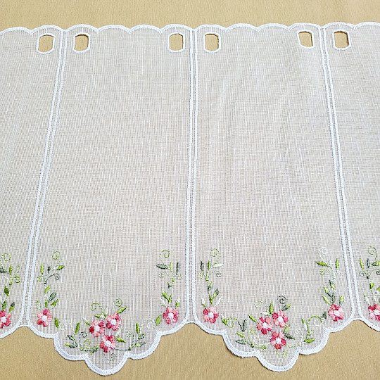 Vitrážová záclona KVĚTY RŮŽOVÉ