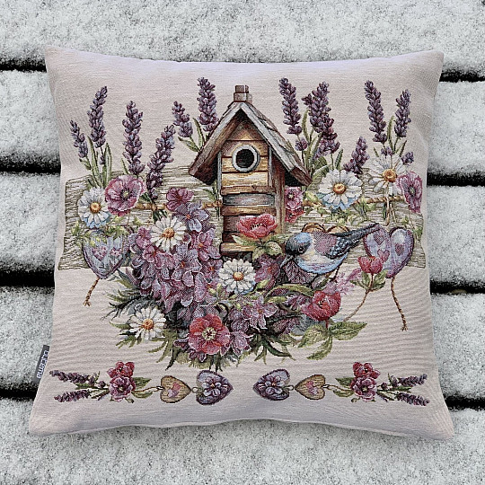Gobelínový povlak na polštář PTAČÍ BUDKA