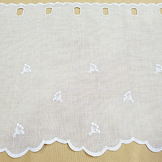 Vitrážová záclona TULIPÁNY MINI BÍLÉ