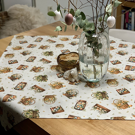 Velikonoční ubrus a šál BAREVNÁ VAJÍČKA