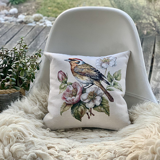 Gobelínový povlak na polštář STEHLÍK NA JABLONI