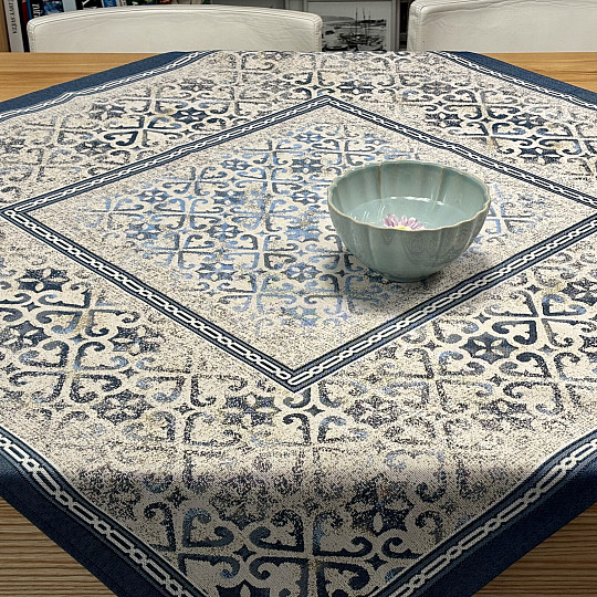 Gobelínový ubrus a šál MODRÝ ORNAMENT