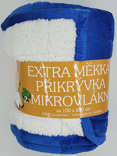 deka z mikrovlákna EXTRA MĚKKÁ OVEČKA prošev modrá