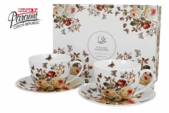 Porcelánové hrnky na espresso set RŮŽE