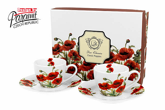 Classic poppies šálek s podšálkem set 90 ml
