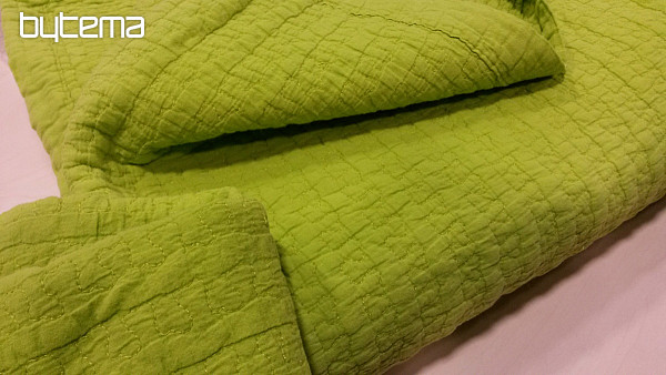 Přehoz na postel UNI zelený set s povlaky
