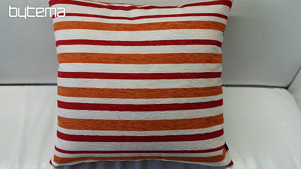 Povlak na dekorační polštář PEKING pruhy červené-oranž