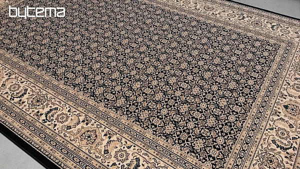 Vlněný klasický koberec ORIENT modrý celoplošný vzor