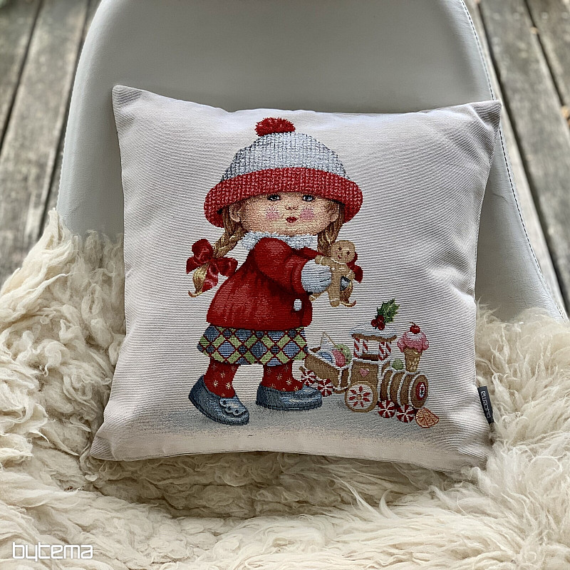 Vánoční gobelínový povlak HOLČIČKA S HRAČKOU