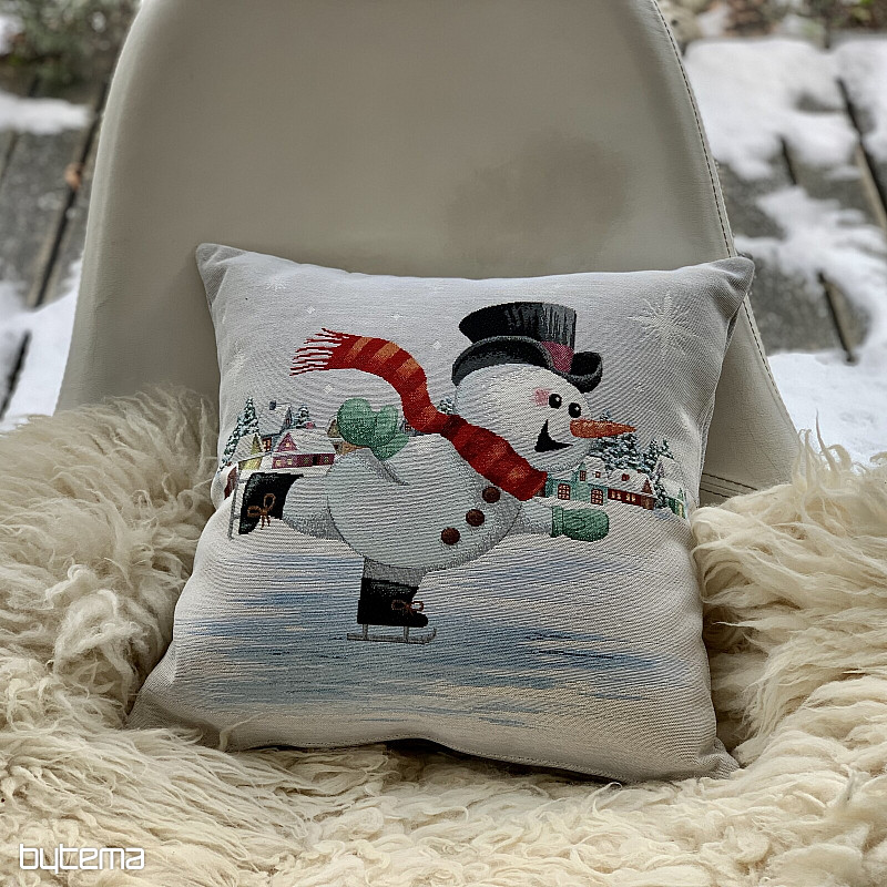 Vánoční gobelínový povlak SNĚHULÁK NA BRUSLÍCH