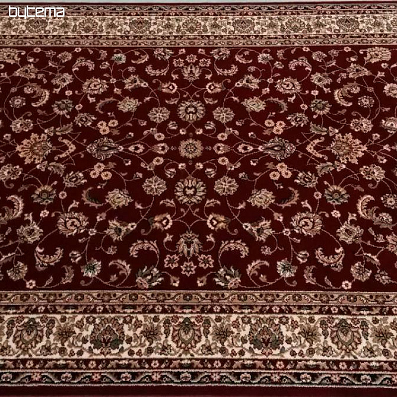Vlněný koberec SAPHIR celoplošný květ bordo