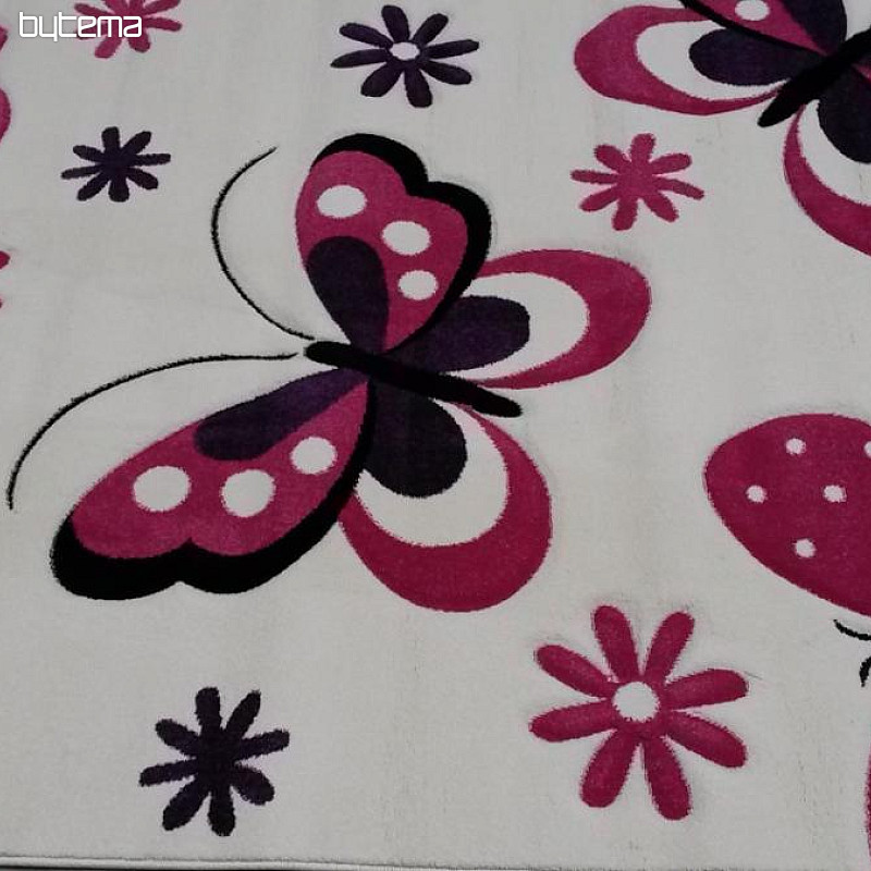 Dětský kusový koberec Motýlci krémový