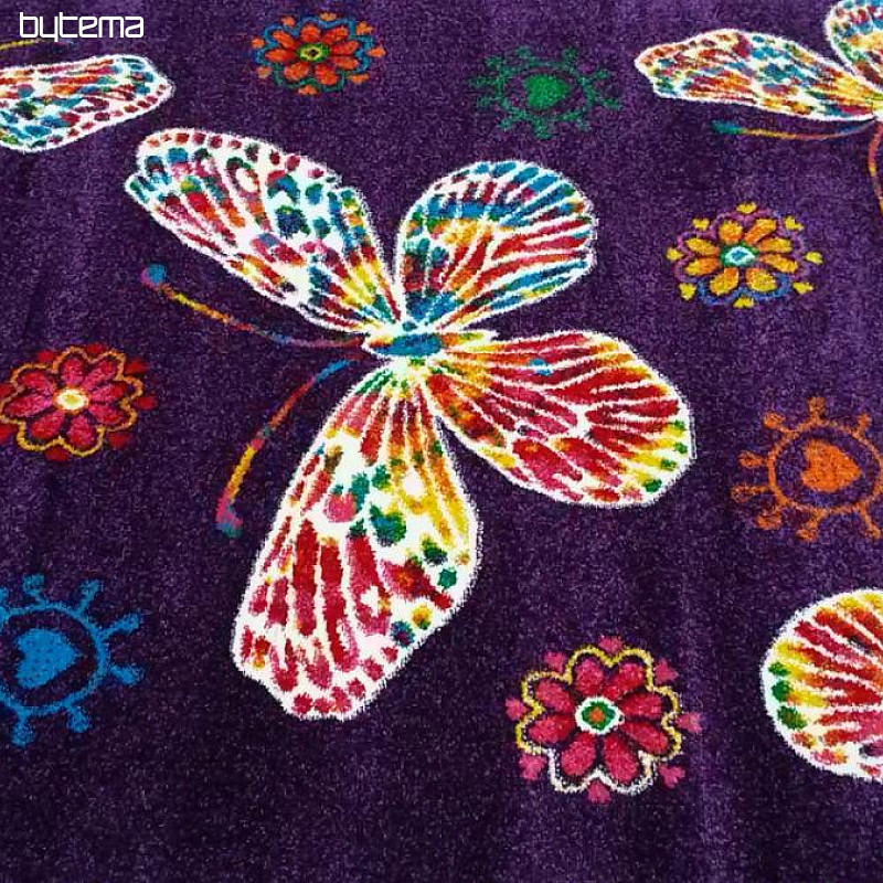 Dětský kusový koberec BELIS motýli fialový
