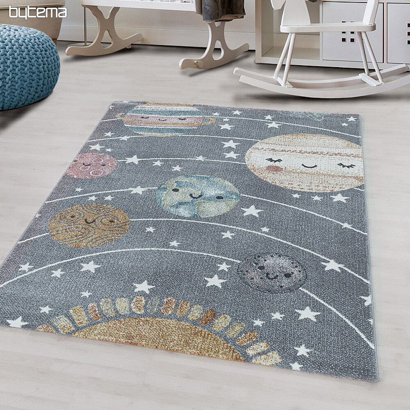 Luxusní dětský kusový koberec FUNNY vesmír šedý
