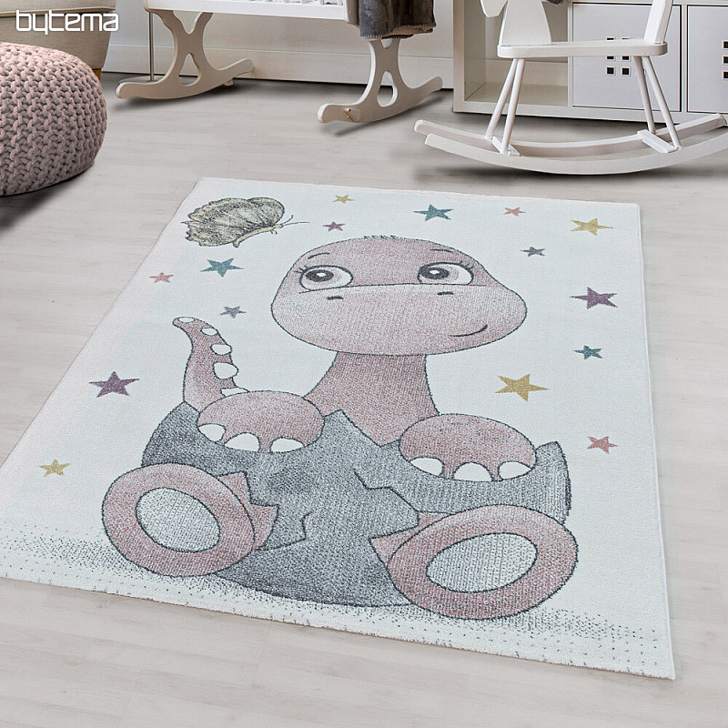 Luxusní dětský kusový koberec FUNNY dinosaur růžový