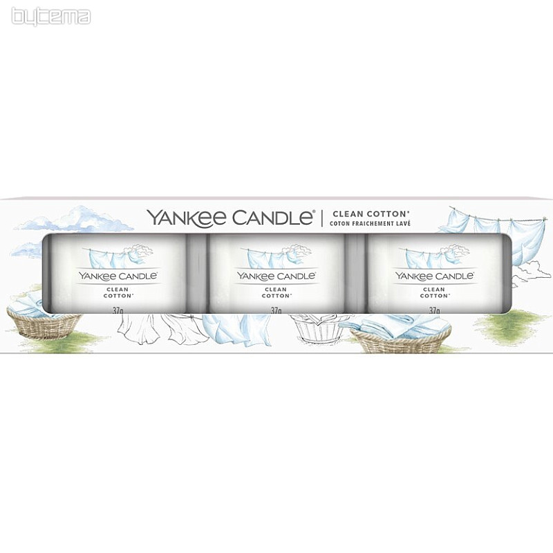 svíčka YANKEE CANDLE vůně CLEAN COTTON SADA 3 kusy