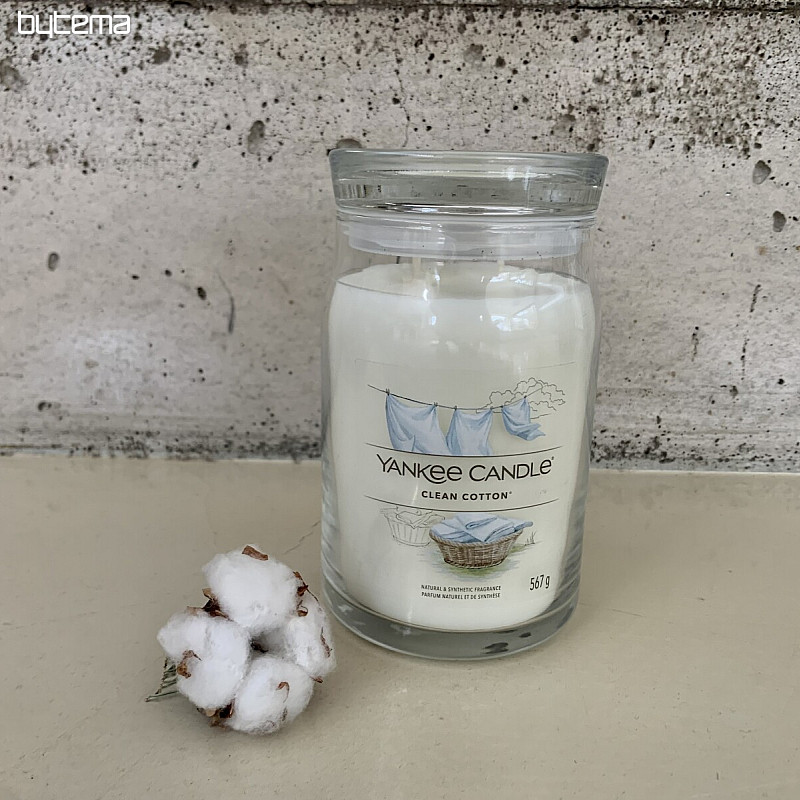 svíčka YANKEE CANDLE vůně CLEAN COTTON SKLO VELKÉ 2 KNOTY