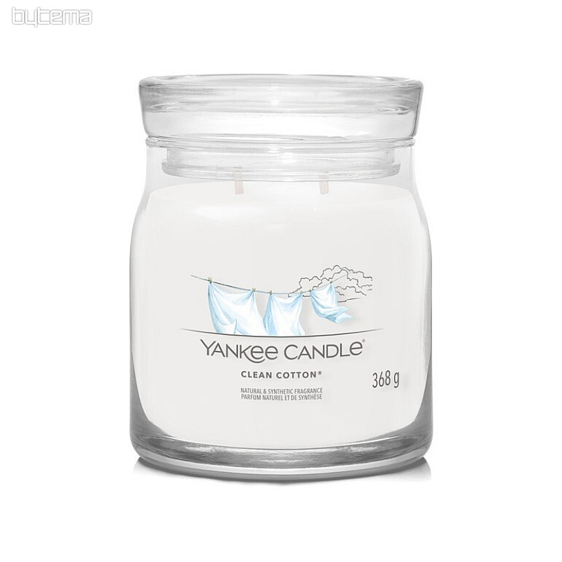 svíčka YANKEE CANDLE vůně CLEAN COTTON SKLO STŘEDNÍ 2 KNOTY