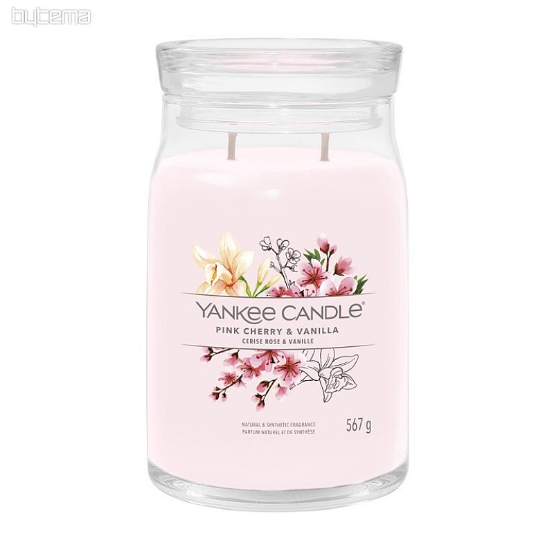 svíčka YANKEE CANDLE vůně PINK CHERRY & VANILLA VELKÉ SKLO 2 knoty