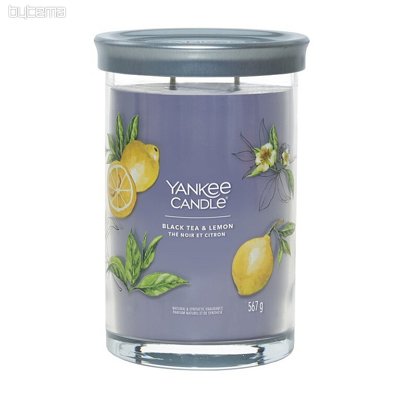 svíčka YANKEE CANDLE vůně BLACK TEA & LEMON TUMBER VELKÝ 2 KNOTY