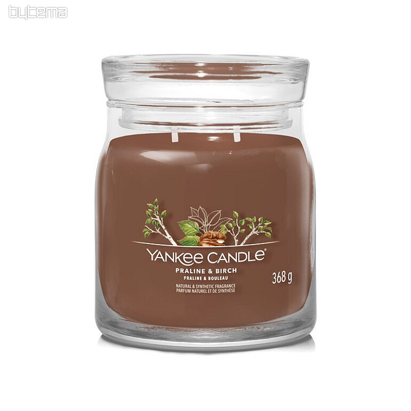 svíčka YANKEE CANDLE vůně PRALINE & BIRCH SKLO STŘEDNÍ 2 knoty