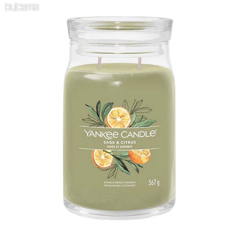 svíčka YANKEE CANDLE vůně SAGE a CITRUS SKLO STŘEDNÍ 2 knoty