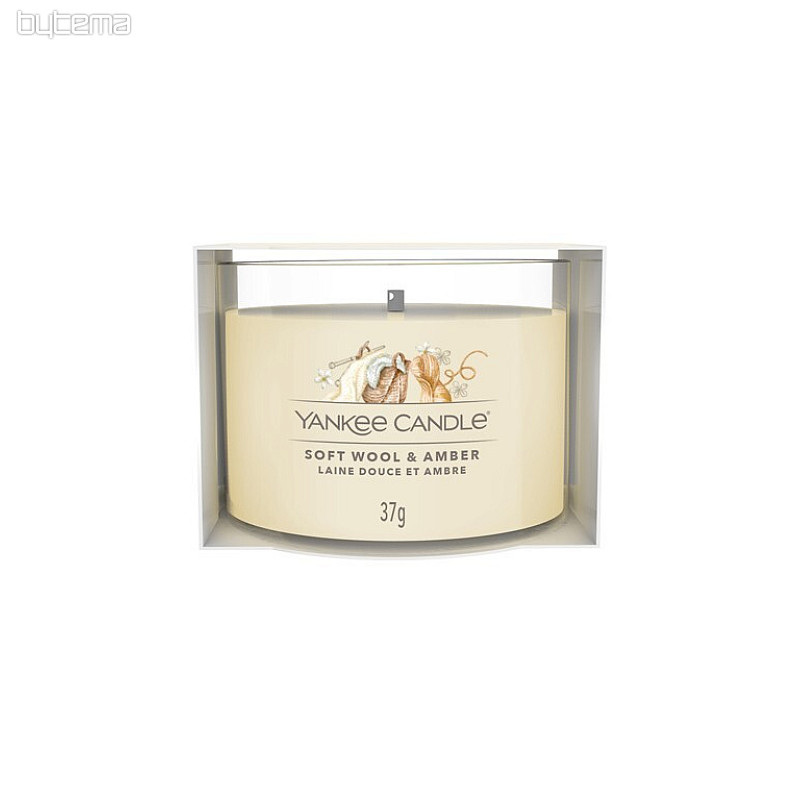 svíčka YANKEE CANDLE vůně SOFT WOOL a ANBER VE SKLE 37g