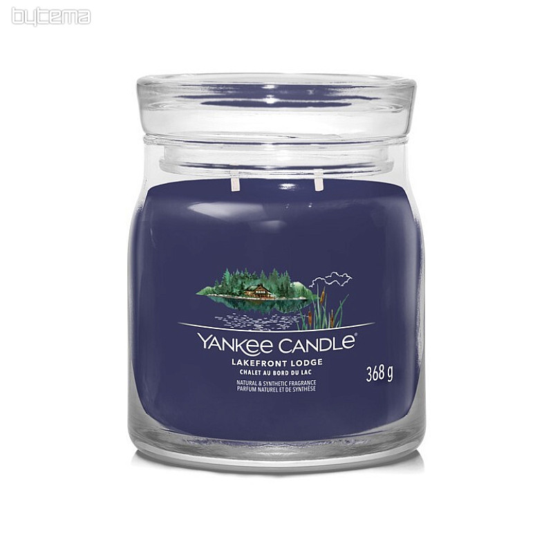 svíčka YANKEE CANDLE vůně LAKEFRONT LODGE SKLO STŘEDNÍ 2 knoty