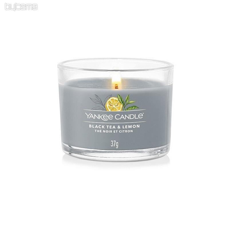 svíčka YANKEE CANDLE vůně BLACK TEA a LEMON VE SKLE 37 g