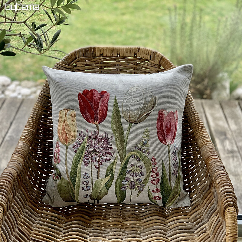 Gobelínový povlak na polštář  TULIPÁNY JARO III