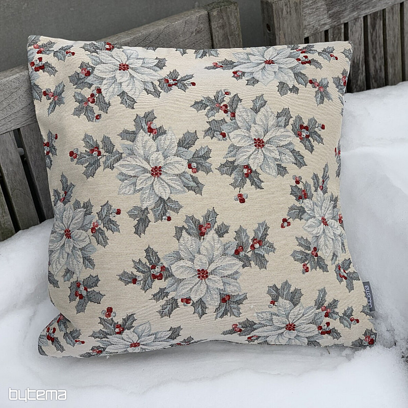 Vánoční gobelínový povlak  VÁNOČNÍ HVĚZDA stříbrná