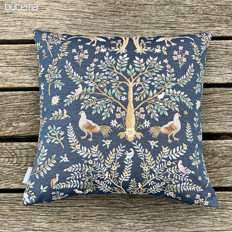 Gobelínový povlak na polštář WILLIAM MORRIS modrý - celoplošný