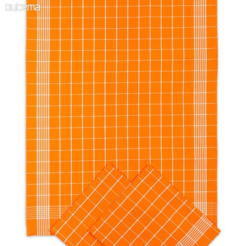 Bavlněné utěrky NEGATIV ORANŽOVÉ KÁRO