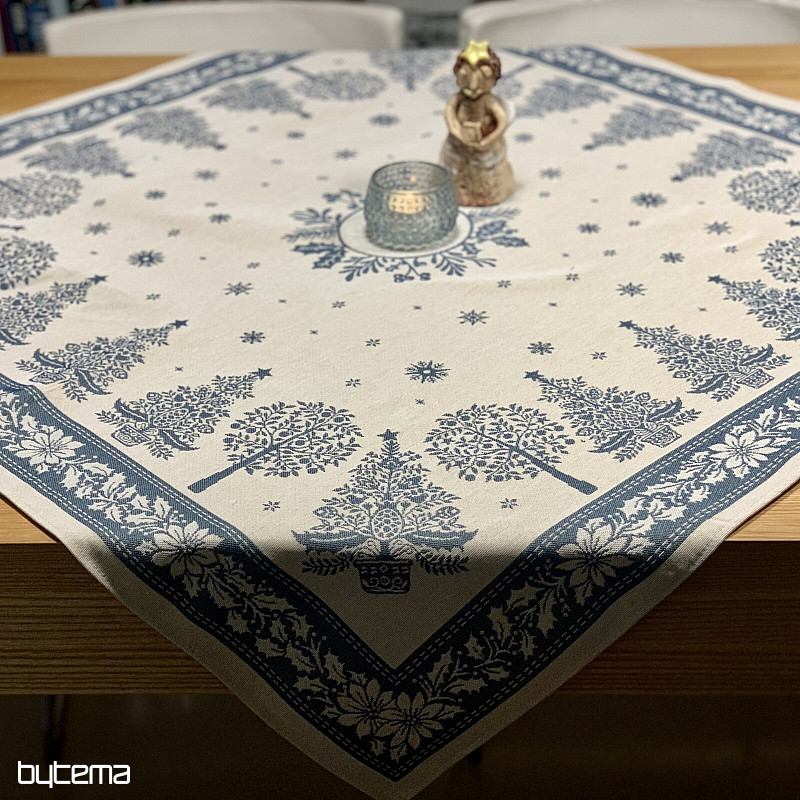 Gobelínový ubrus a šál LIDOVÉ VÁNOCE modrá