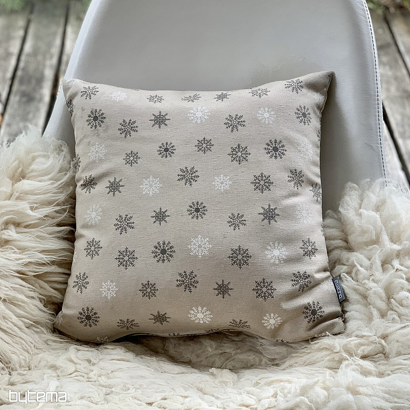 Vánoční dekorační povlak VLOČKY ŠEDO BÍLÉ