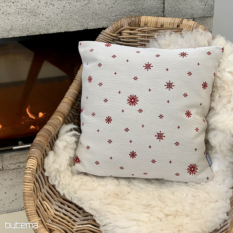 Vánoční gobelínový povlak JEMNÁ VLOČKA ČERVENÁ