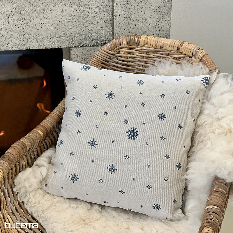 Vánoční gobelínový povlak JEMNÁ VLOČKA MODRÁ