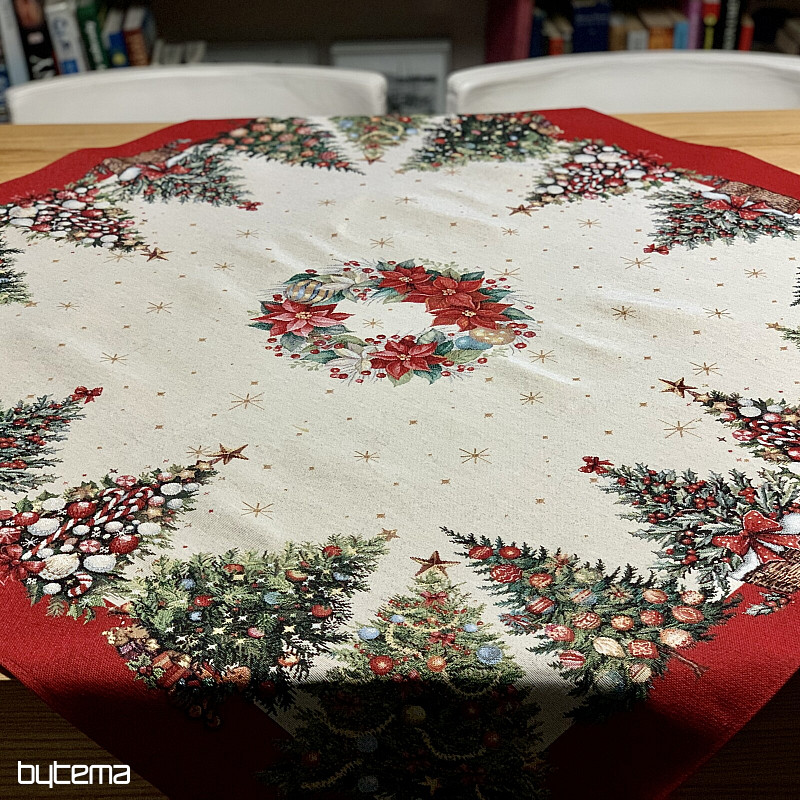 Gobelínový ubrus a šál VÁNOČNÍ STROMY