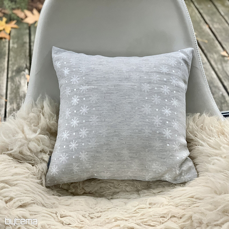 Vánoční dekorační povlak VLOČKA ŠEDO - STŘÍBRNÁ