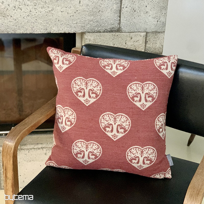 Luxusní dekorační povlak SRDCE S JELENY červený A