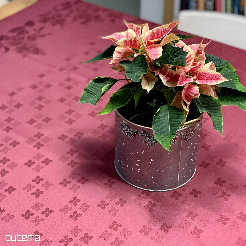 Ubrus DAMAŠEK květy bordó 120x140