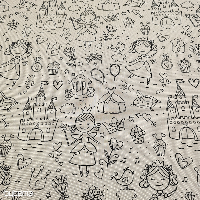 Látka na malování PRINCEZNY na režném podkladu