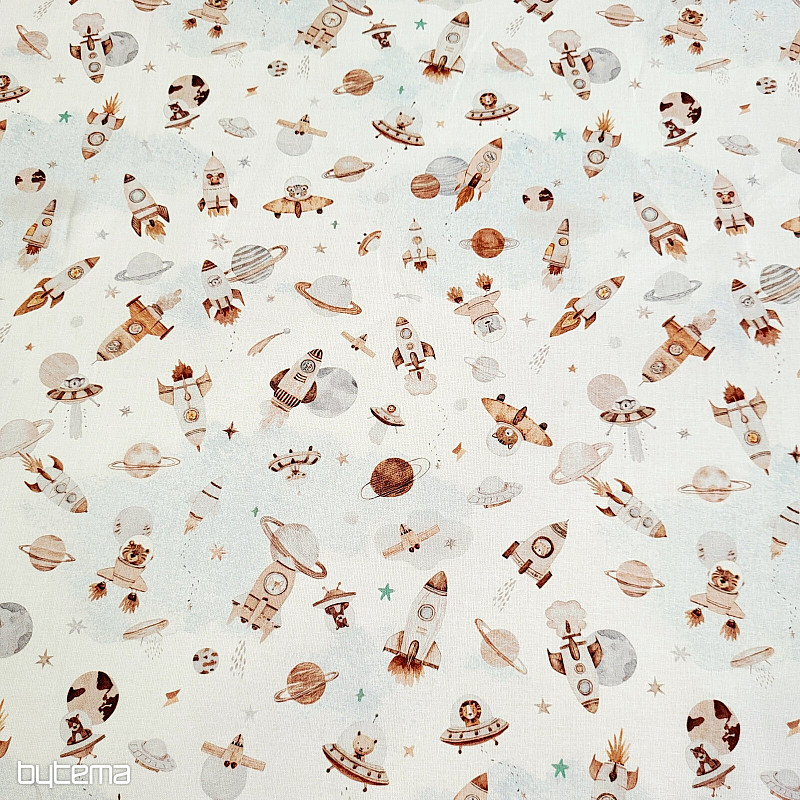 Bavlněná látka VESMÍR FUZBUZ