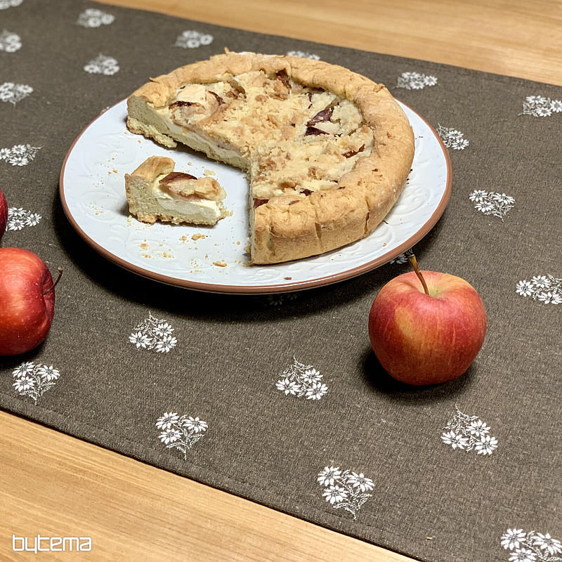 Žakárový šál ALPSKÉ KVĚTINY HNĚDÝ