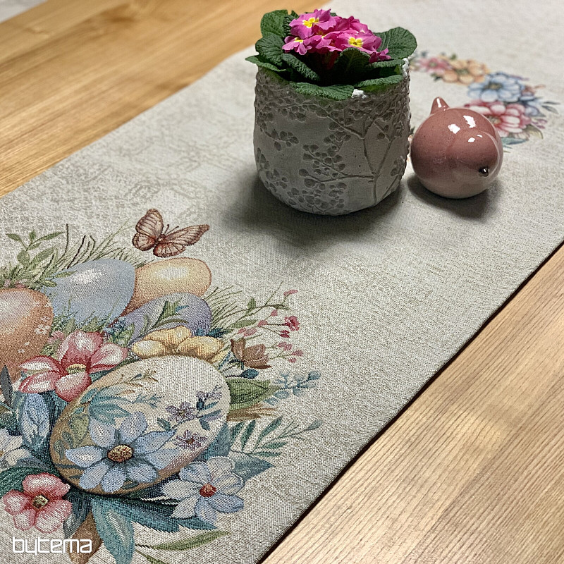 Velikonoční ubrus a šál VEJCE V TRÁVĚ