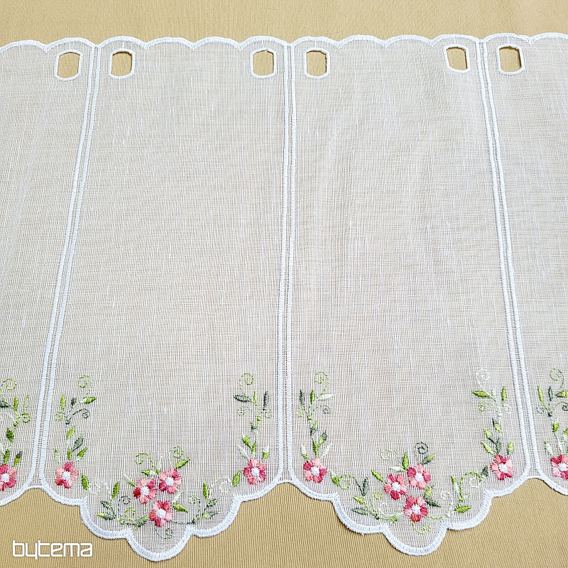 Vitrážová záclona KVĚTY RŮŽOVÉ