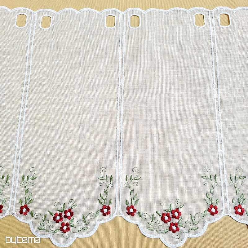 Vitrážová záclona KVĚTY ČERVENÉ