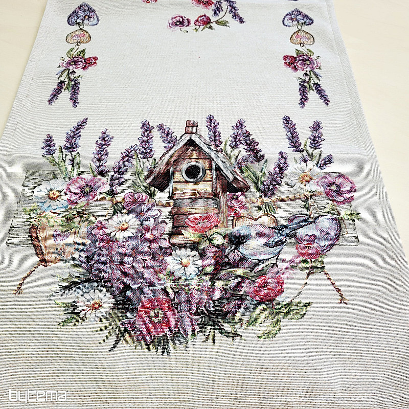 Gobelínový ubrus a šál PTAČÍ BUDKA