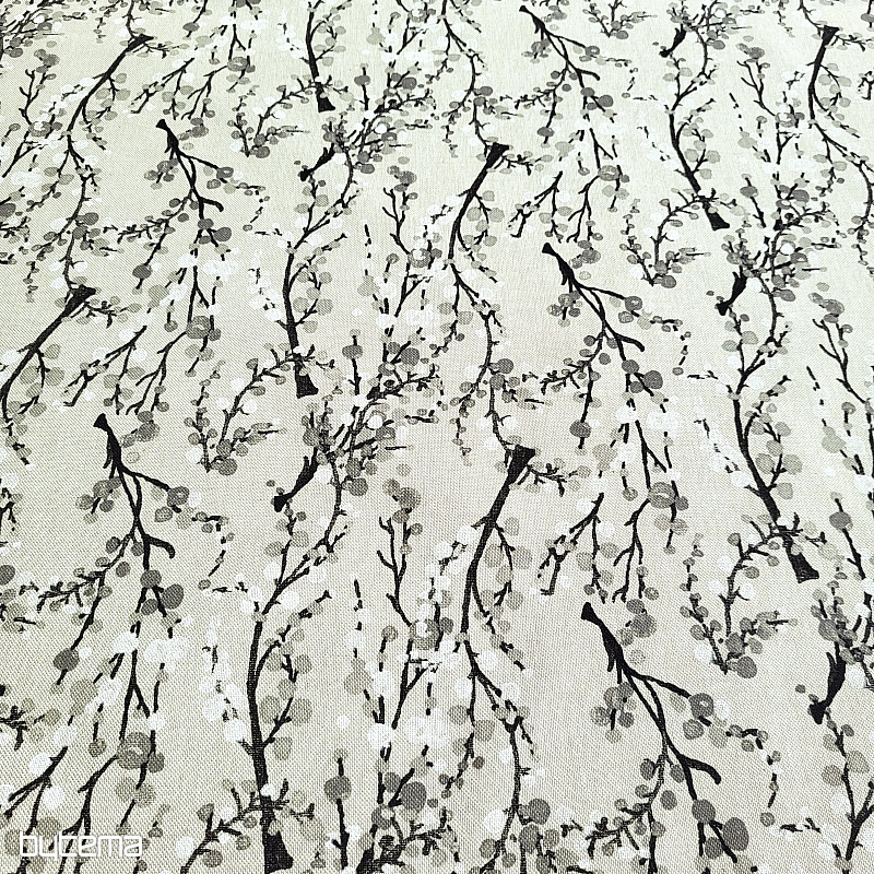 Dekorační látka STROM BUBBLES ŠEDÝ